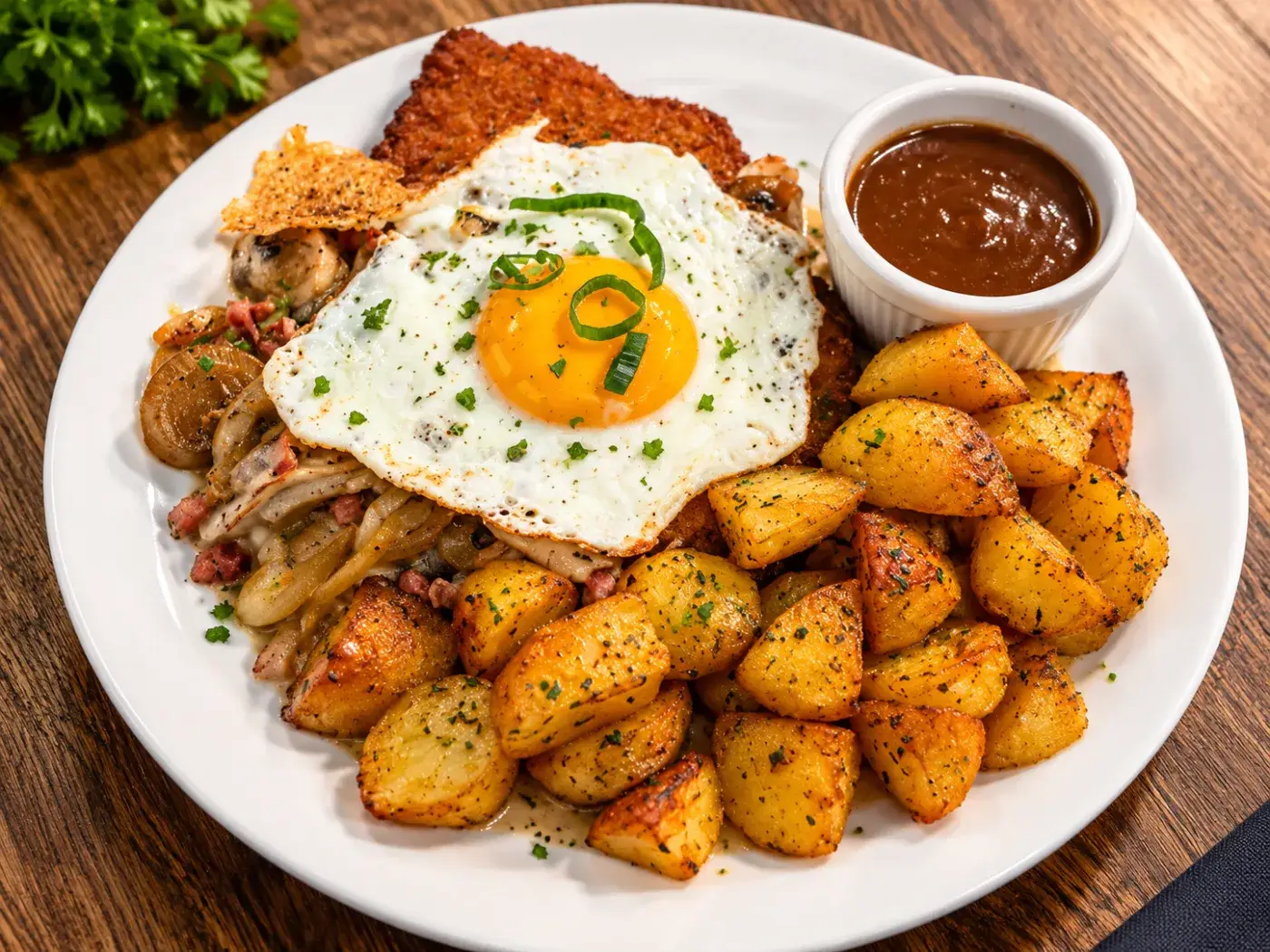 Trucker schnitzel met gebakken ei